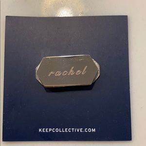 KEEP Collective silver engraved Geo bar “rachel”